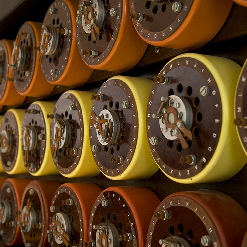 In the history of cryptography, the bombe was an electromechanical device used by British cryptologists to help break German Enigma-machine-generated signals during World War II. The bombe was designed by Alan Turing, with an important refinement suggested by Gordon Welchman.  The bombe was named after, and inspired by, a device that had been designed in 1938 by Polish Cipher Bureau cryptologist Marian Rejewski, and known as the cryptologic bomb (Polish: bomba kryptologiczna).