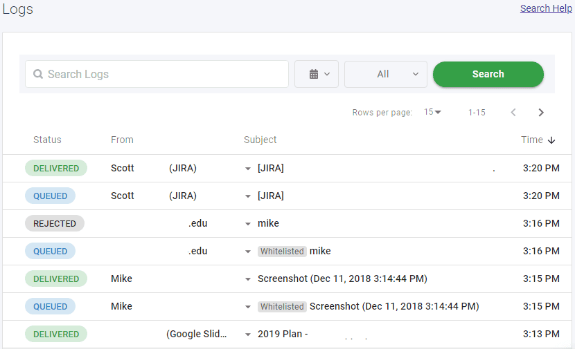 refined log search